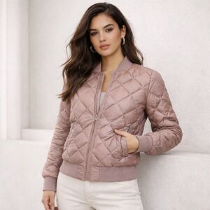 Aritzia TNA Goose Down League Bomber Jacket Small Champagne Rose